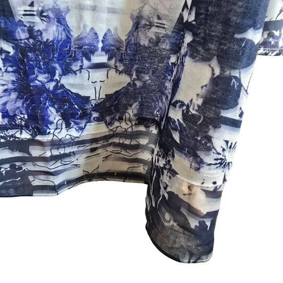 Womens Blue & White Abstract Print Blouse Gorgeous 3/4 Sleeve Size 26/28 JJ4069 - Picture 7 of 11